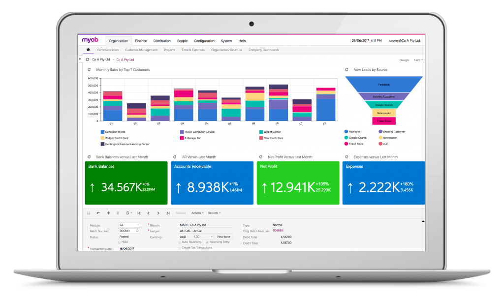 MYOB Advanced System interface overview