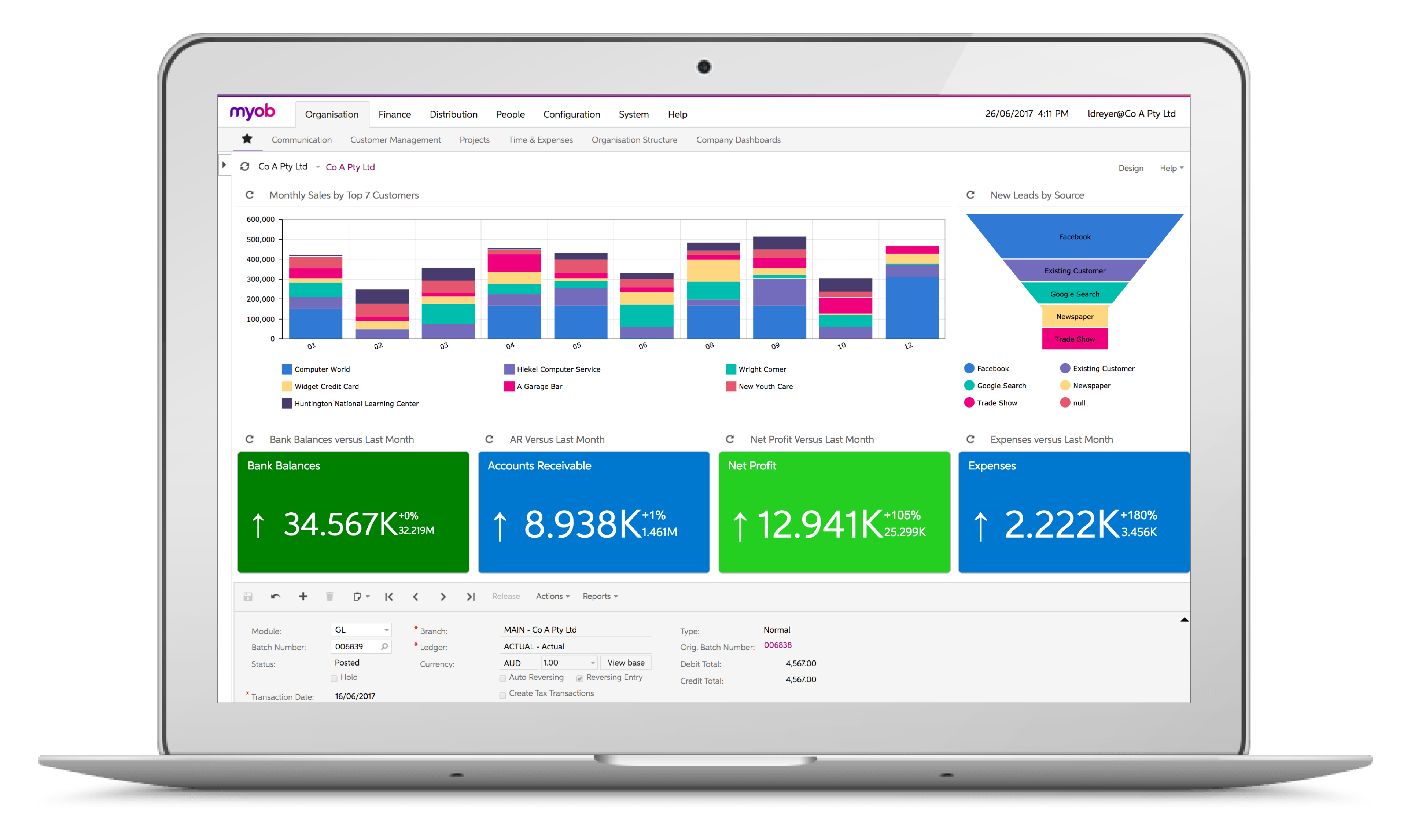 MYOB Advanced System interface overview