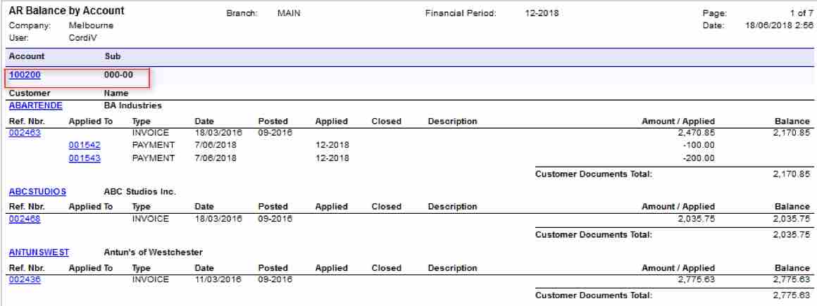 Reconcile balances to the GL in MYOB Advanced