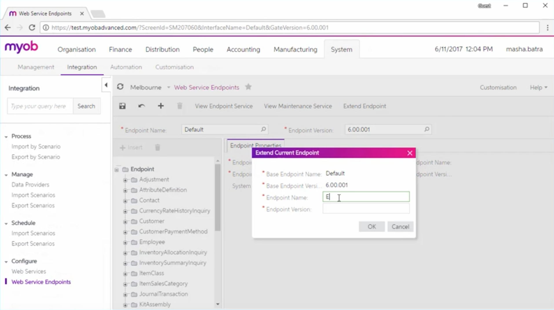 Extending an Existing endpoint within MYOB Advanced