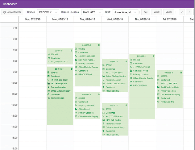 Field service calendar for scheduling resources