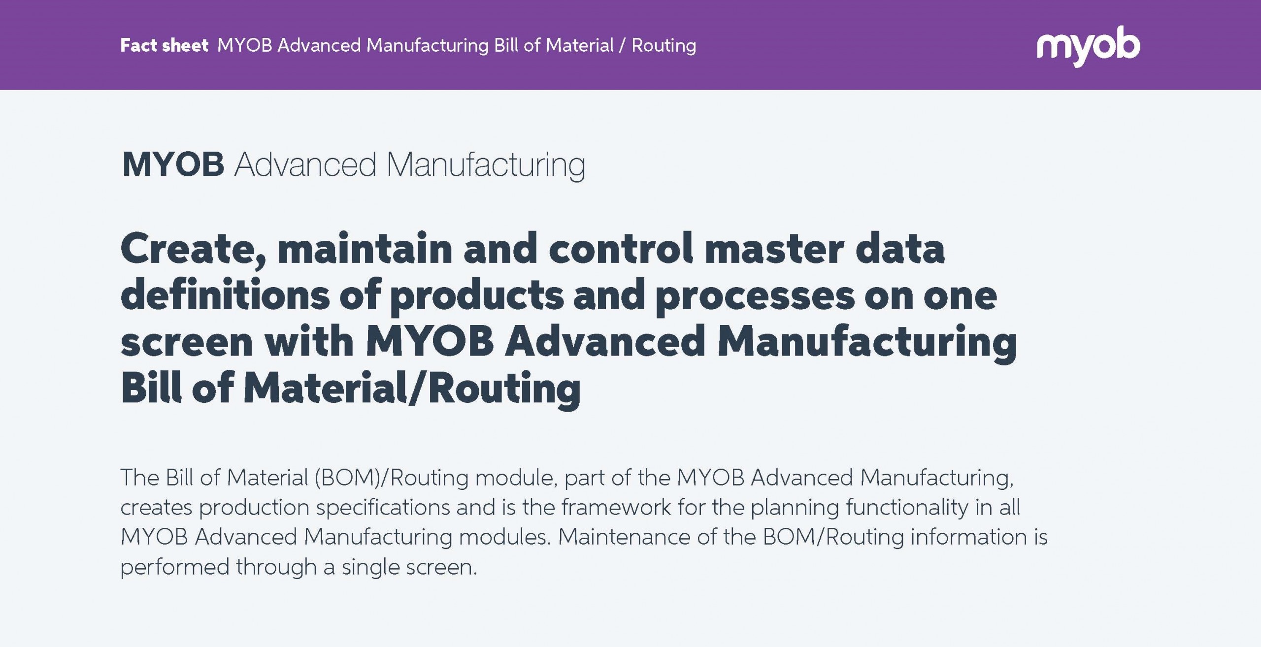 MYOB Advanced Manufacturing